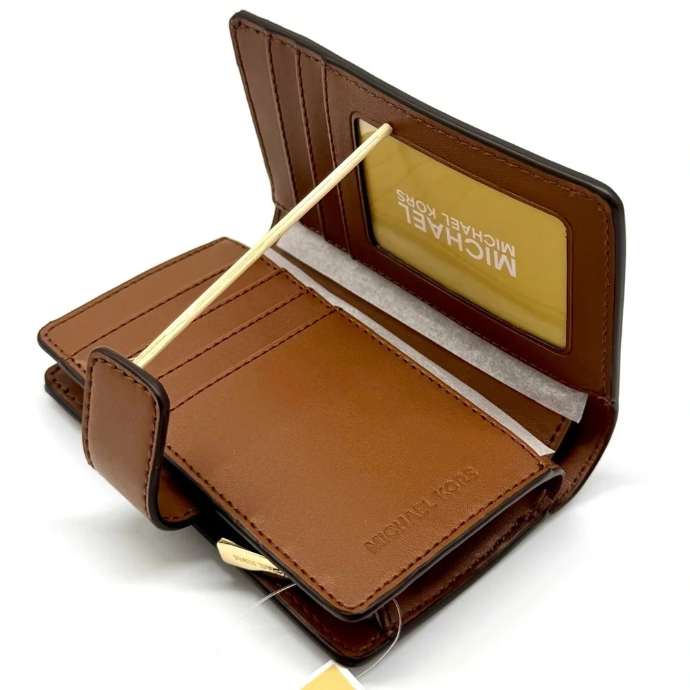 Michael Kors Medium Jet Set Travel Zip Chain Bifold Wallet - Brown Signature